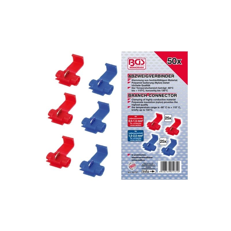 Pro+ lot de 50 connecteurs de dérivation - Bgs Technic