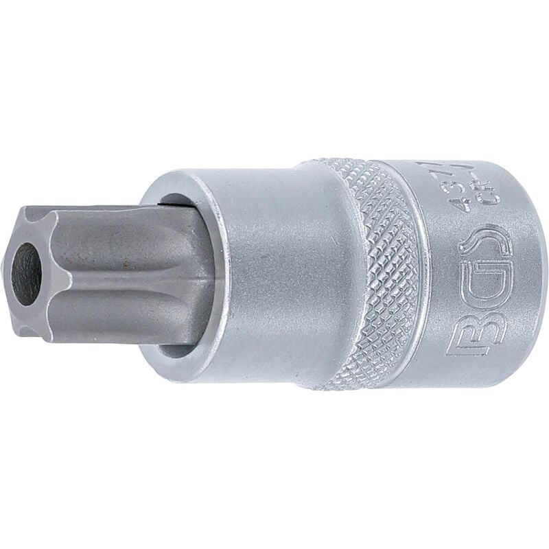 

Punta de vaso | entrada 12,5 mm (1/2') | perfil en T (para Torx) con perforación T70 - Bgs Technic