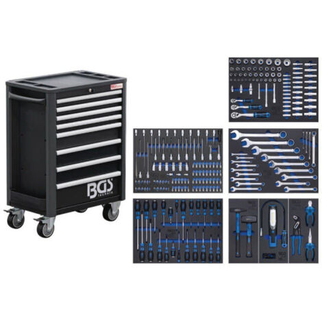 Bgs Technic – Servante d'atelier roulante 8 tiroirs 1030mm de hauteur – Charge maximale élevée – Inserts en mousse dure – 234 outils inclus