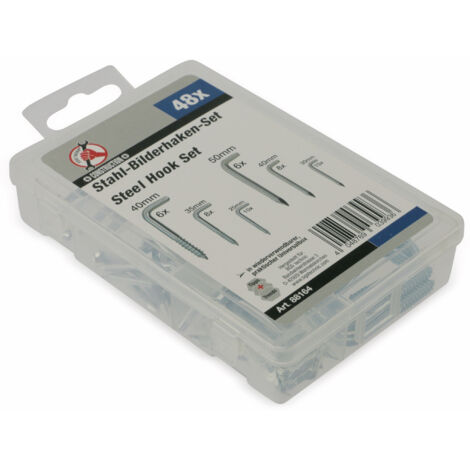 BGS TECHNIC Stahl-Bilderhaken-Set, 48-teilig