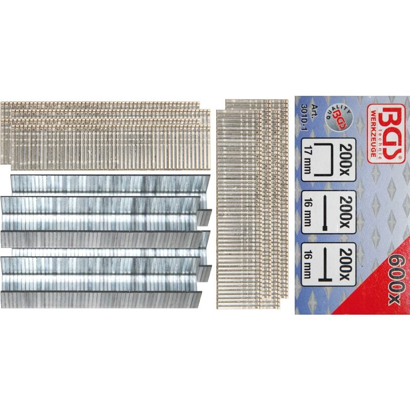 

Surtido de grapas, puntas y clavos | 600 piezas - Bgs Technic