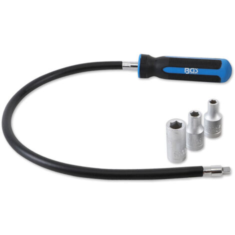 Bgs Technic – Tournevis clé de serrage flexible 500 mm – Empreinte 1/4 (6.3 mm) – Douilles 4, 5, 7 mm – Manche bi-composant antidérapant