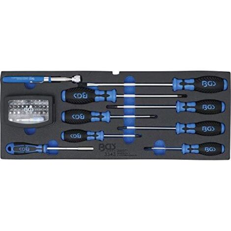 BGS Vassoio in schiuma per BGS 3312: cacciavite, set di punte e raccoglitore magnetico, 41 pezzi