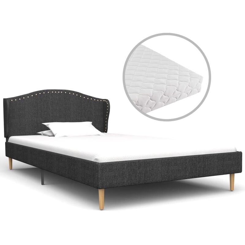 

Rogal Home&Deco Cama con colchón tela gris oscuro 90x200 cm