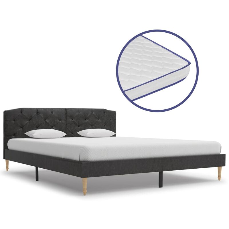 

Rogal Home&Deco Cama con colchón viscoelástico tela negro 160x200 cm