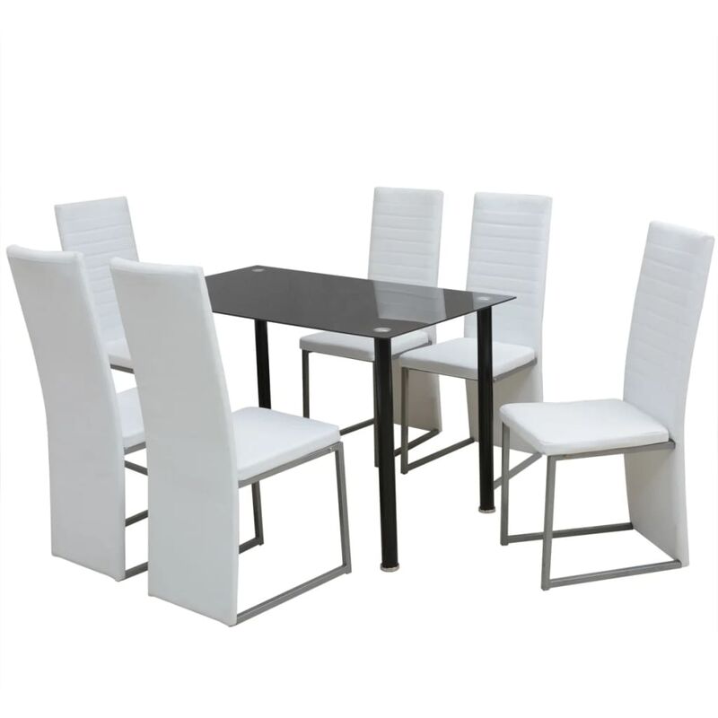 

Rogal Home&Deco Conjunto de Comedor Consiste en Siete Piezas de Color Blanco y Negro