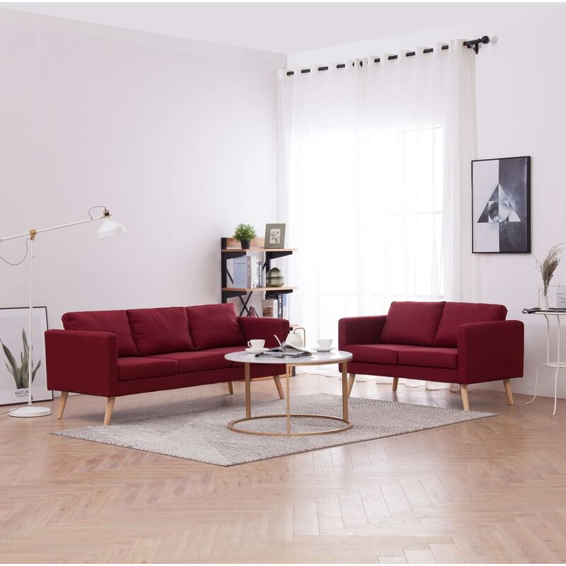 

Rogal Home&Deco Conjunto de sofás 2 piezas tela color vino tinto