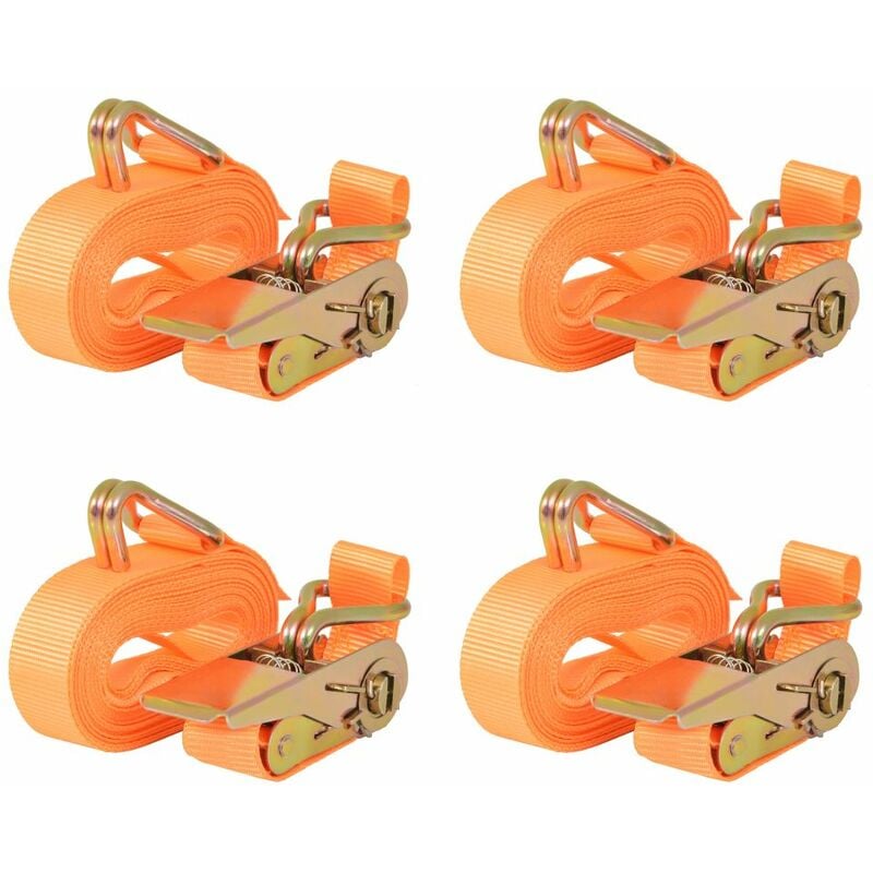 

Correas de sujeción de trinquete 4 uds 0,4 T 6mx25mm naranja