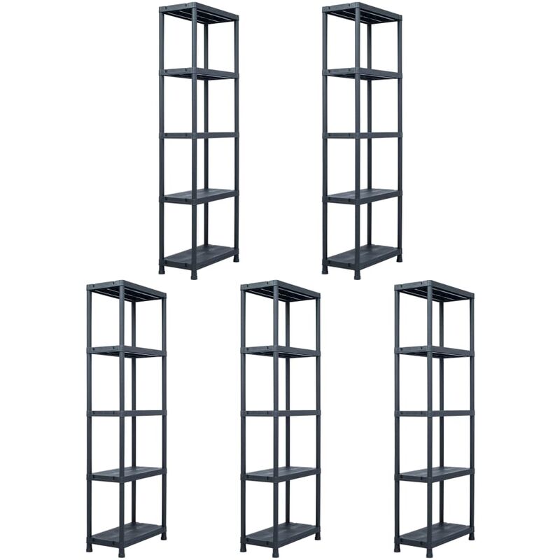 

Rogal Home&Deco Estantería de plástico 5 unidades 125 kg 60x30x180 cm negro
