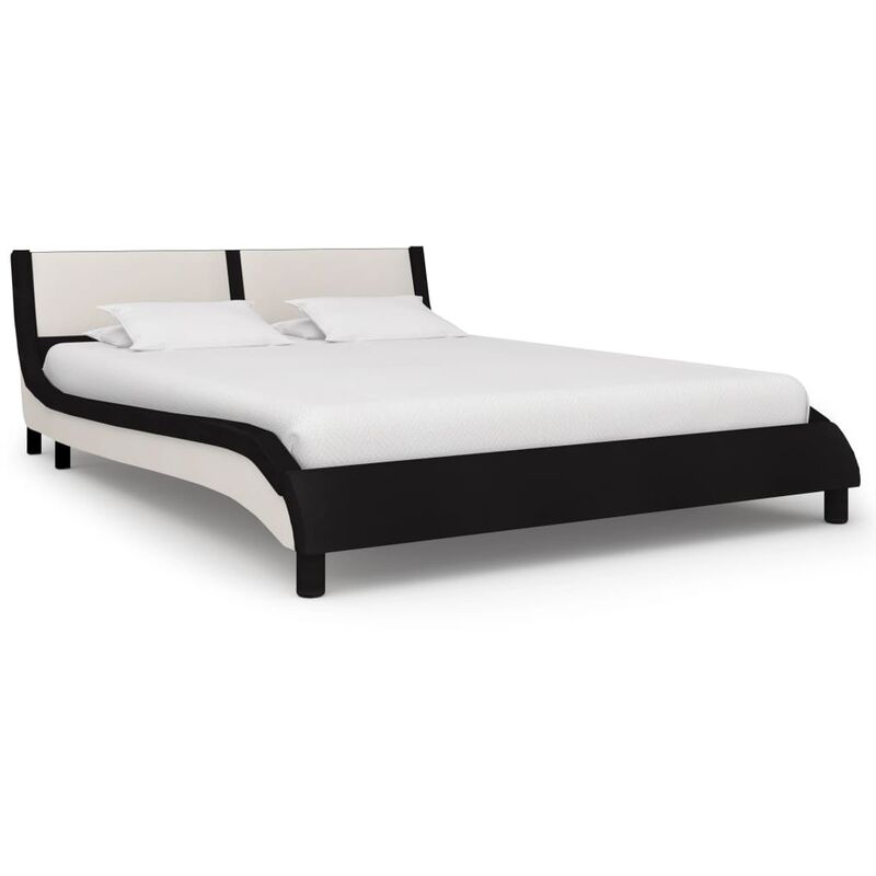 

Rogal Home&Deco Estructura de cama cuero sintético blanco y negro 140x200 cm