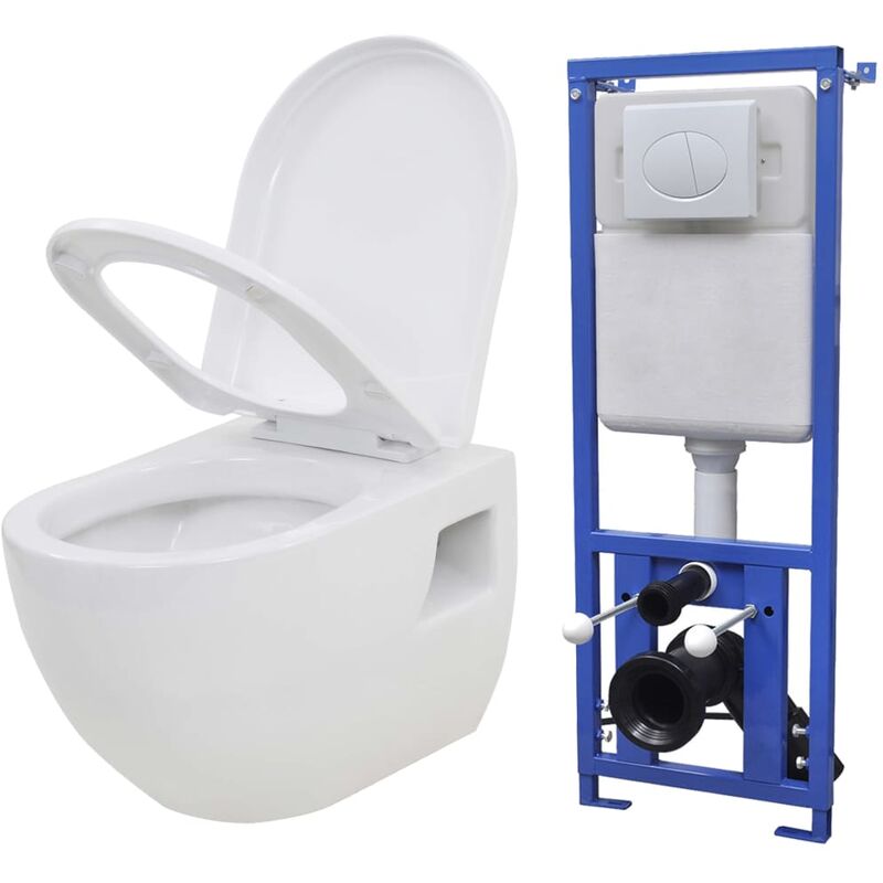 

Rogal Home&Deco Inodoro suspendido de pared con cisterna oculta cerámica blanco
