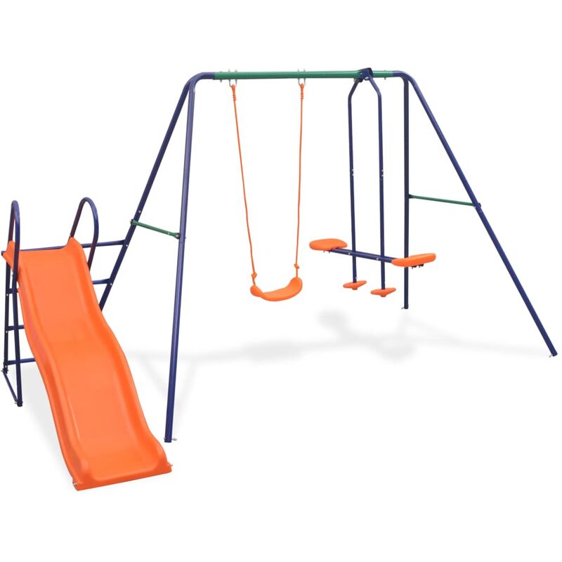 

Rogal Home&Deco Juego de columpios de 3 asientos y tobogán naranja