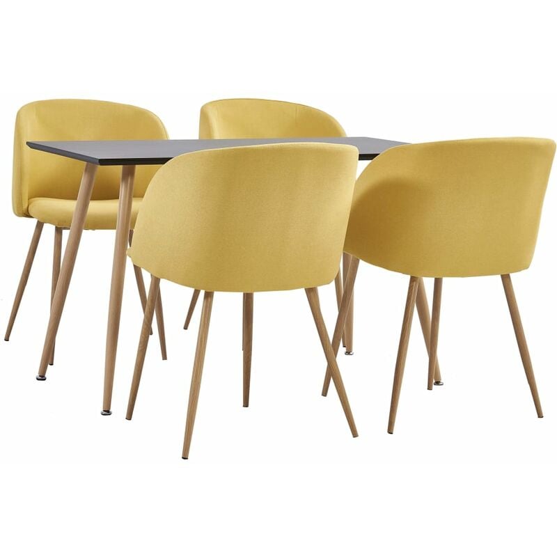 

Rogal Home&Deco Juego de comedor 5 piezas tela amarillo