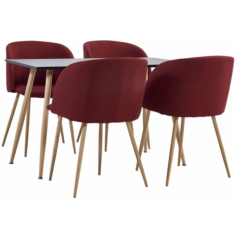

Rogal Home&Deco Juego de comedor 5 piezas tela color vino tinto