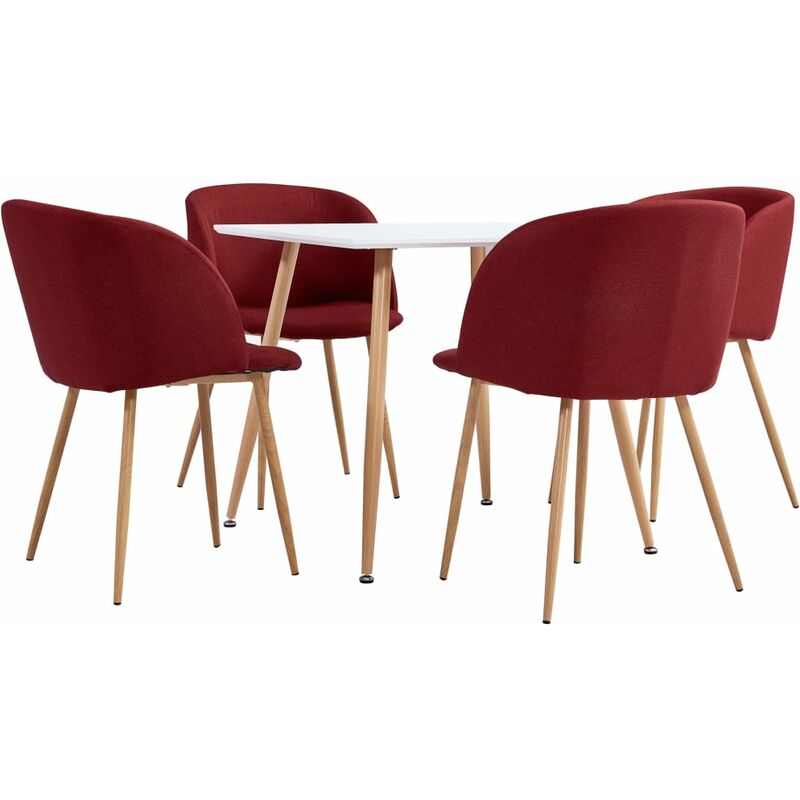 

Rogal Home&Deco Juego de comedor 5 piezas tela color vino tinto