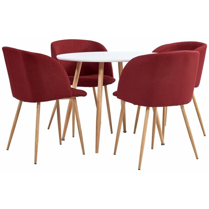 

Rogal Home&Deco Juego de comedor 5 piezas tela color vino tinto