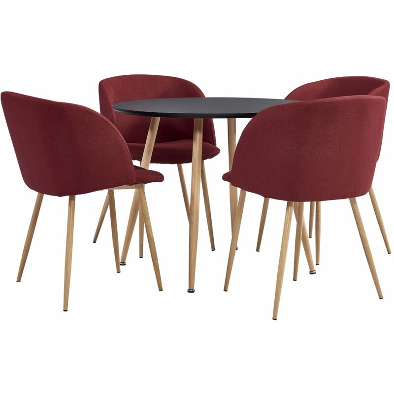 

Rogal Home&Deco Juego de comedor 5 piezas tela color vino tinto