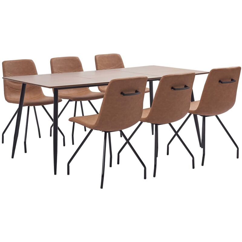 

Rogal Home&Deco Juego de comedor 7 piezas cuero sintético marrón