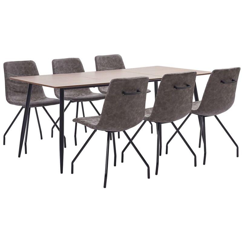 

Rogal Home&Deco Juego de comedor 7 piezas cuero sintético marrón oscuro