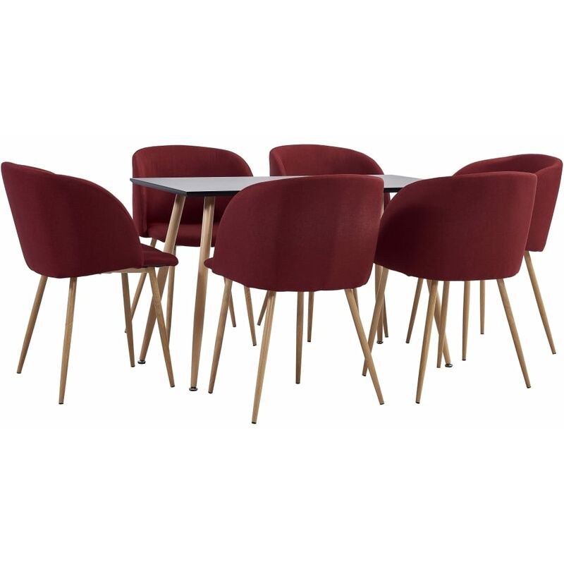 

Rogal Home&Deco Juego de comedor 7 piezas tela color vino tinto