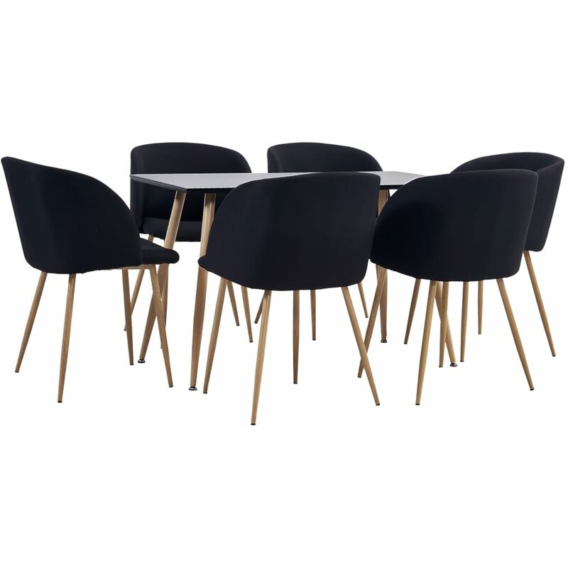 

Rogal Home&Deco Juego de comedor 7 piezas tela negro