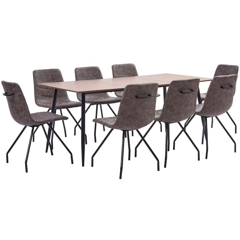 

Rogal Home&Deco Juego de comedor 9 piezas cuero sintético marrón oscuro