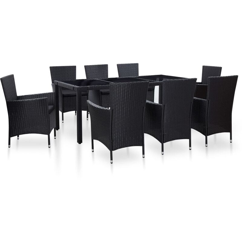 

Rogal Home&Deco Juego de comedor para jardín 9 piezas ratán sintético negro