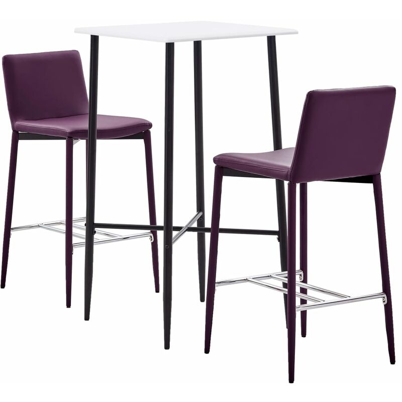 

Rogal Home&Deco Juego de mesa alta y taburetes 3 piezas cuero sintético morado