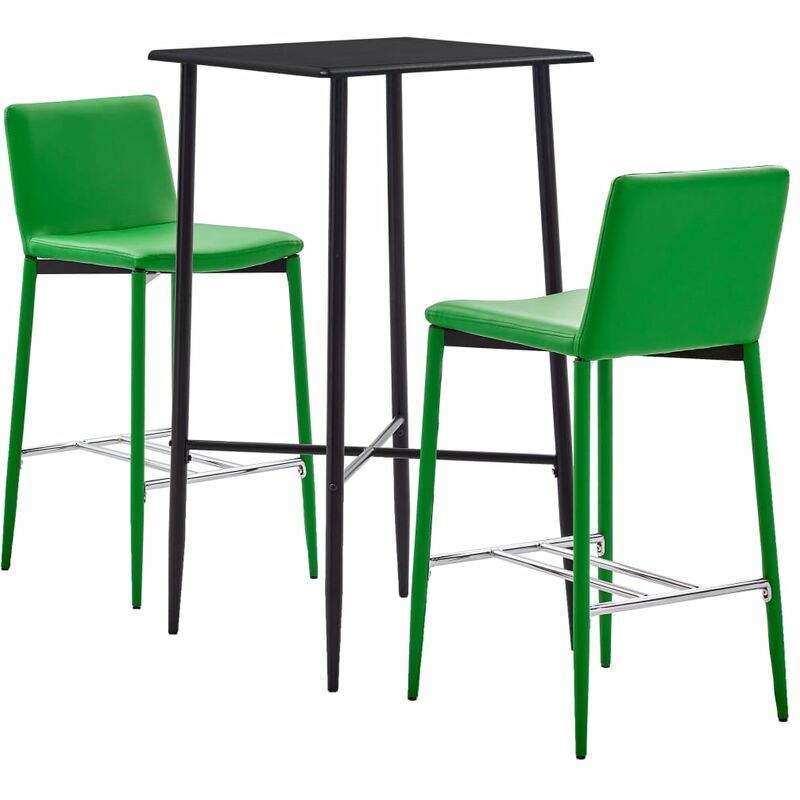 

Rogal Home&Deco Juego de mesa alta y taburetes 3 piezas cuero sintético verde