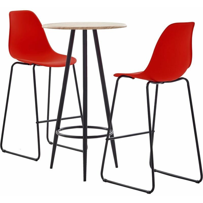 

Rogal Home&Deco Juego de mesa alta y taburetes 3 piezas plástico rojo