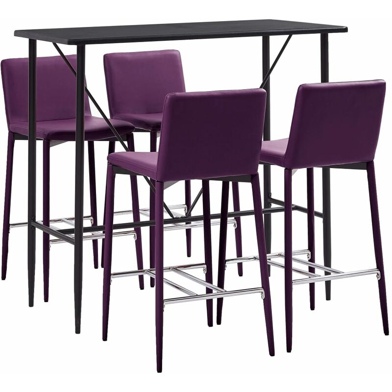 

Rogal Home&Deco Juego de mesa alta y taburetes 5 piezas cuero sintético morado