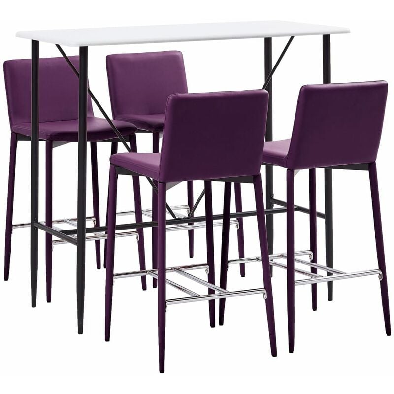 

Rogal Home&Deco Juego de mesa alta y taburetes 5 piezas cuero sintético morado