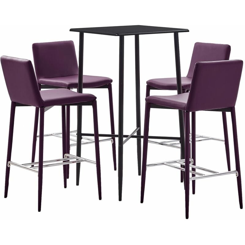 

Rogal Home&Deco Juego de mesa alta y taburetes 5 piezas cuero sintético morado