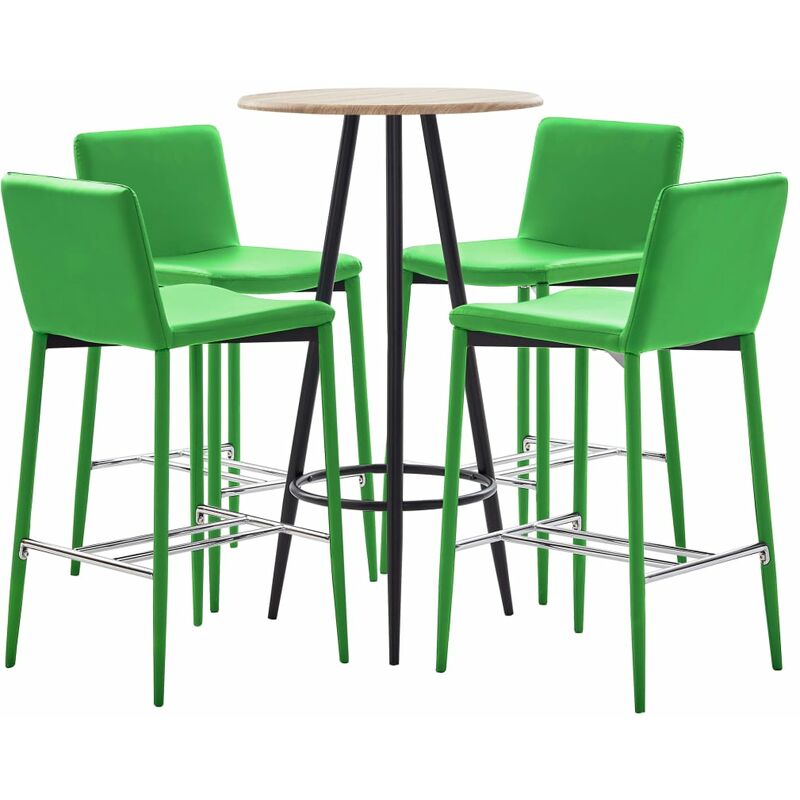 

Rogal Home&Deco Juego de mesa alta y taburetes 5 piezas cuero sintético verde
