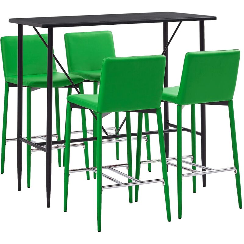 

Rogal Home&Deco Juego de mesa alta y taburetes 5 piezas cuero sintético verde