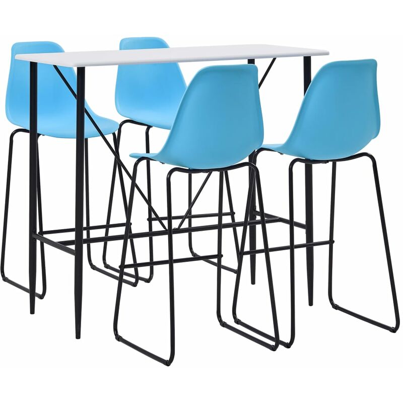 

Rogal Home&Deco Juego de mesa alta y taburetes 5 piezas plástico azul