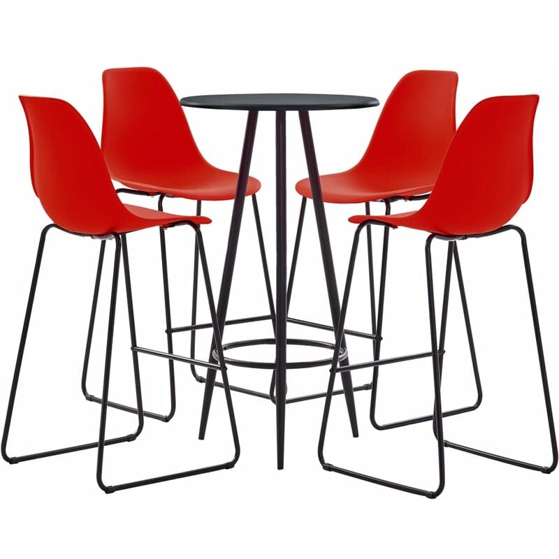

Rogal Home&Deco Juego de mesa alta y taburetes 5 piezas plástico rojo