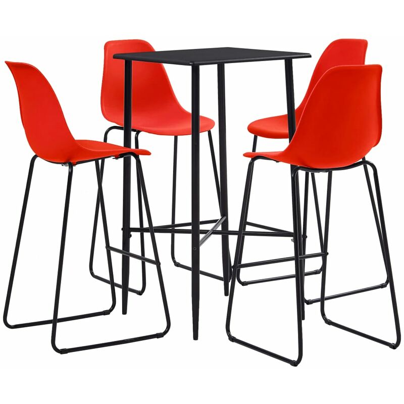 

Rogal Home&Deco Juego de mesa alta y taburetes 5 piezas plástico rojo