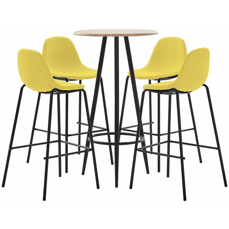 

Rogal Home&Deco Juego de mesa alta y taburetes 5 piezas tela amarillo