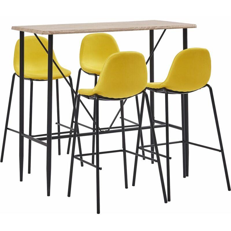 

Rogal Home&Deco Juego de mesa alta y taburetes 5 piezas tela amarillo