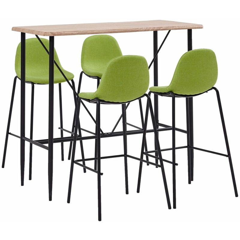 

Rogal Home&Deco Juego de mesa alta y taburetes 5 piezas tela verde