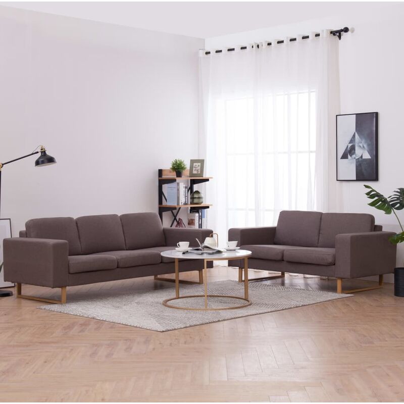 

Rogal Home&Deco Juego de sofás 2 piezas de tela gris taupe