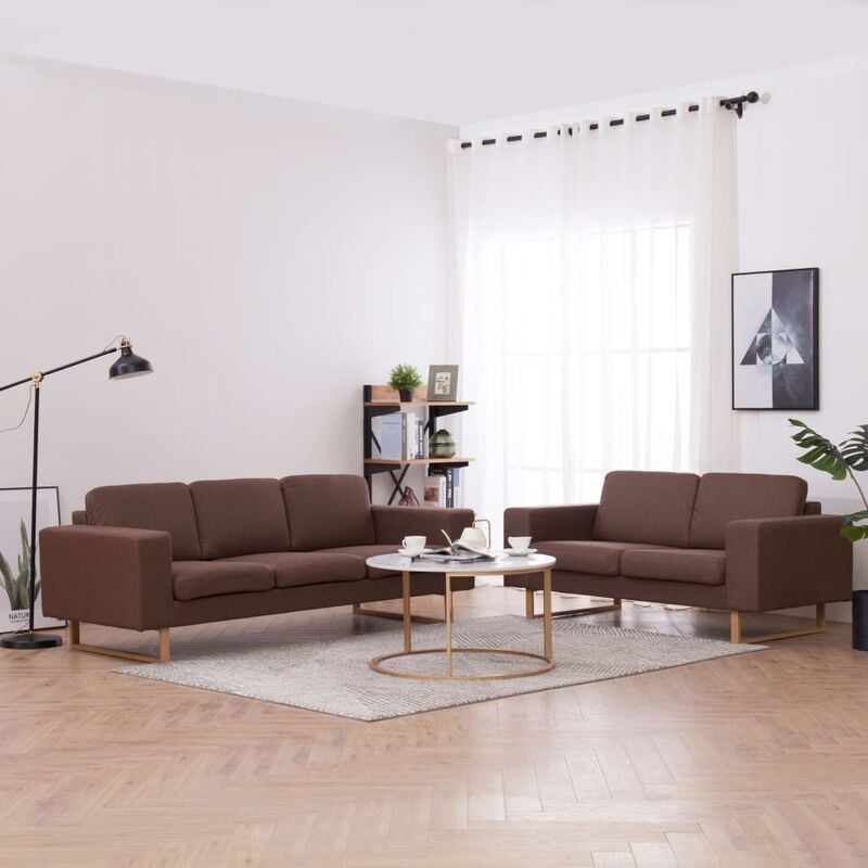 

Rogal Home&Deco Juego de sofás 2 piezas de tela marrón