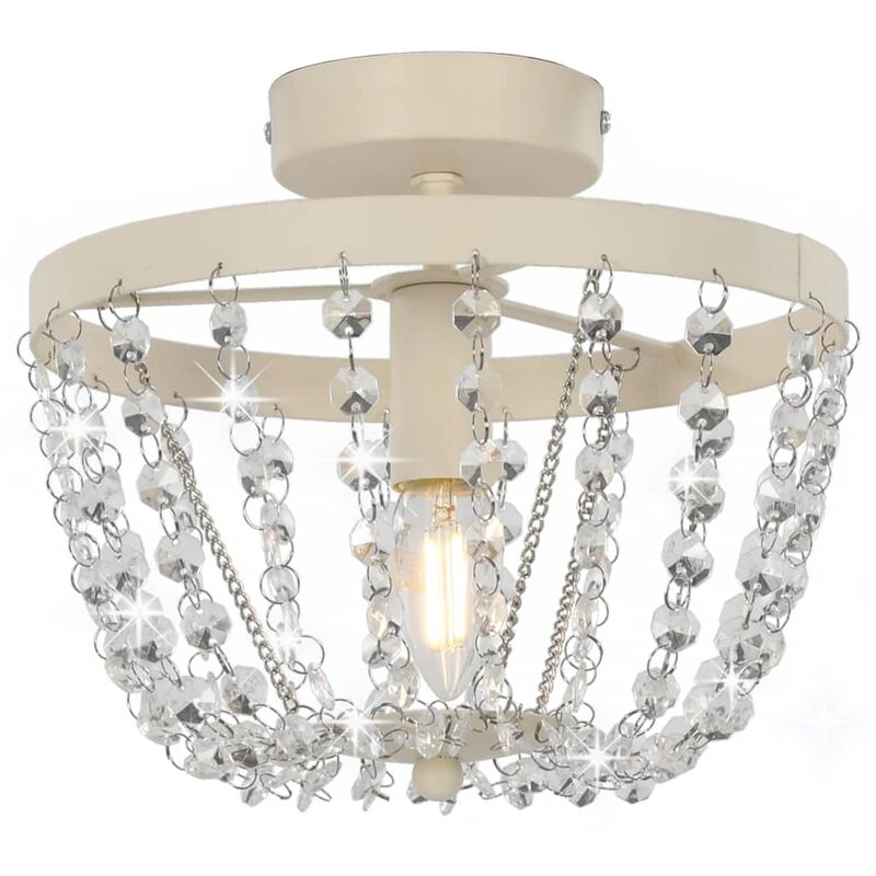 

Lámpara de techo con cuentas de cristal blanco redonda E14