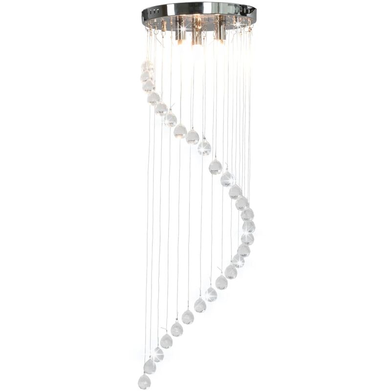 

Lámpara de techo con cuentas de cristal plateado en espiral G9
