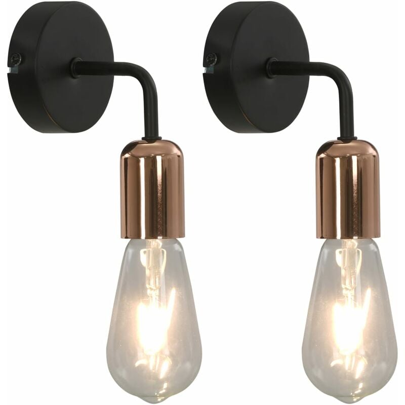

Lámparas de pared 2 uds bombillas filamento 2 W negro cobre E27