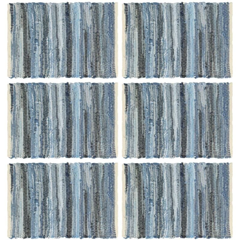 

Manteles individuales 6 uds Chindi vaquero algodón azul 30x45cm