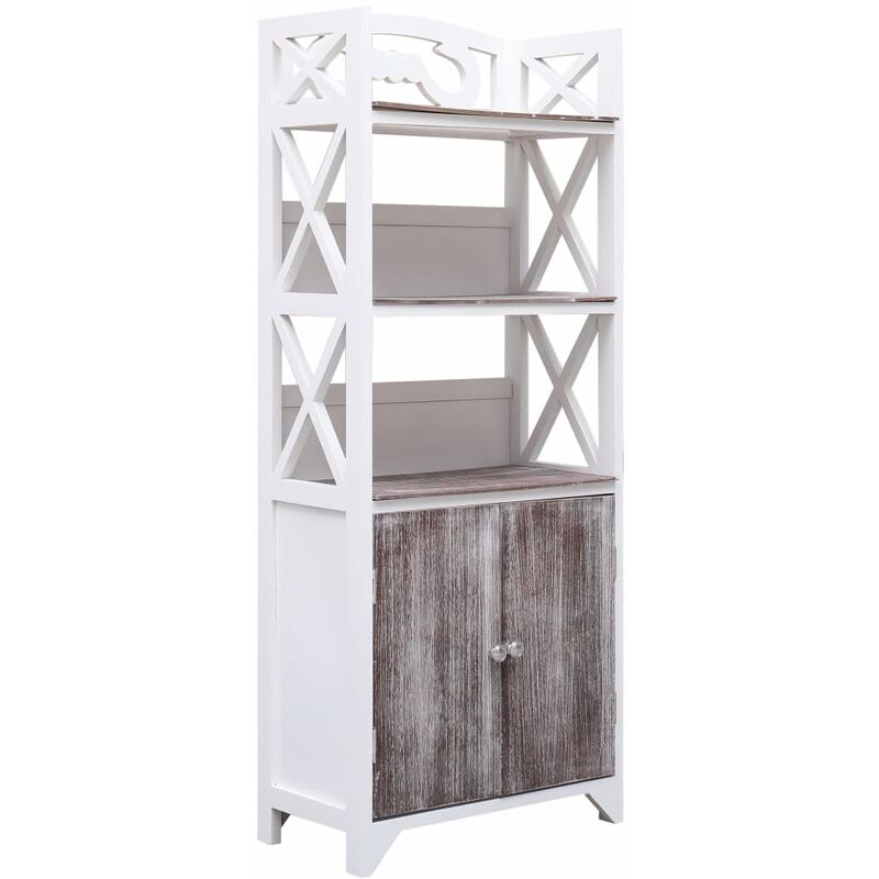 

Rogal Home&Deco Mueble cuarto baño madera Paulownia blanco marrón 46x24x116 cm