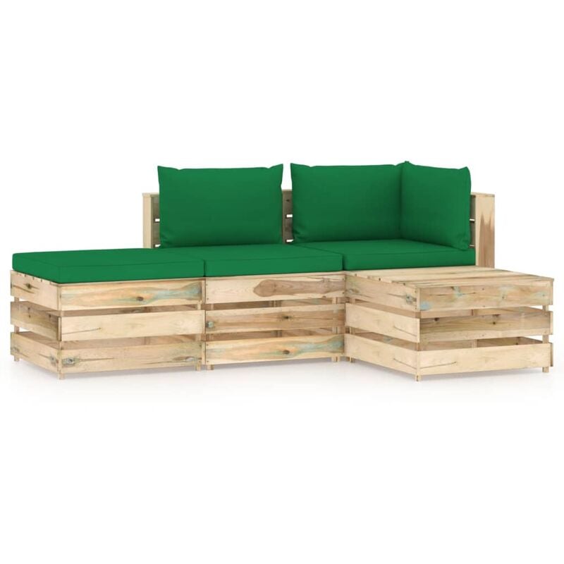 

Rogal Home&Deco Muebles de jardín 4 piezas con cojines madera impregnada verde