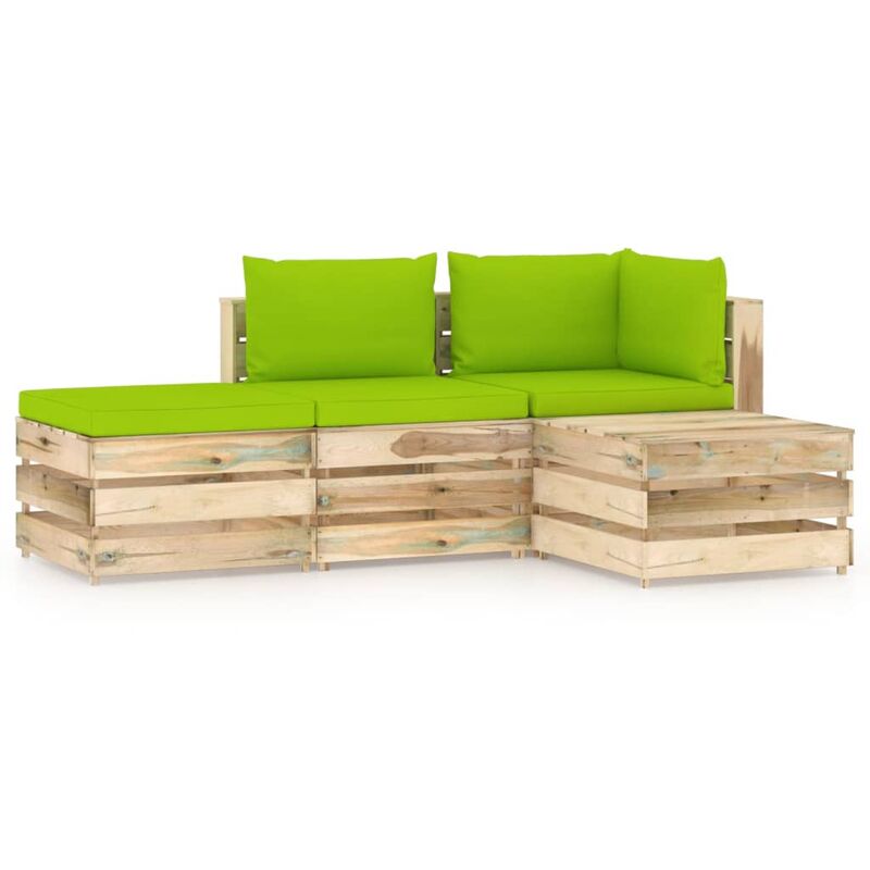 

Rogal Home&Deco Muebles de jardín 4 piezas con cojines madera impregnada verde